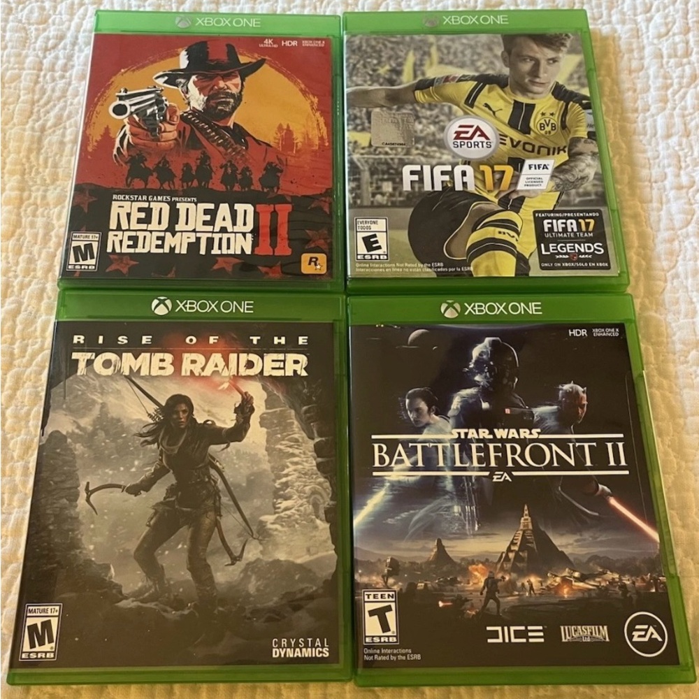 Xbox One Games Bundle LOT Tomb Raider Star Wars Battlefront II FIFA 17 Red Dead